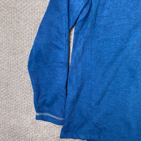 LL Bean Henley Shirt Mens Medium Blue Base Layer Elbow Patch Hiking Outdoor Wool - Picture 6 of 11